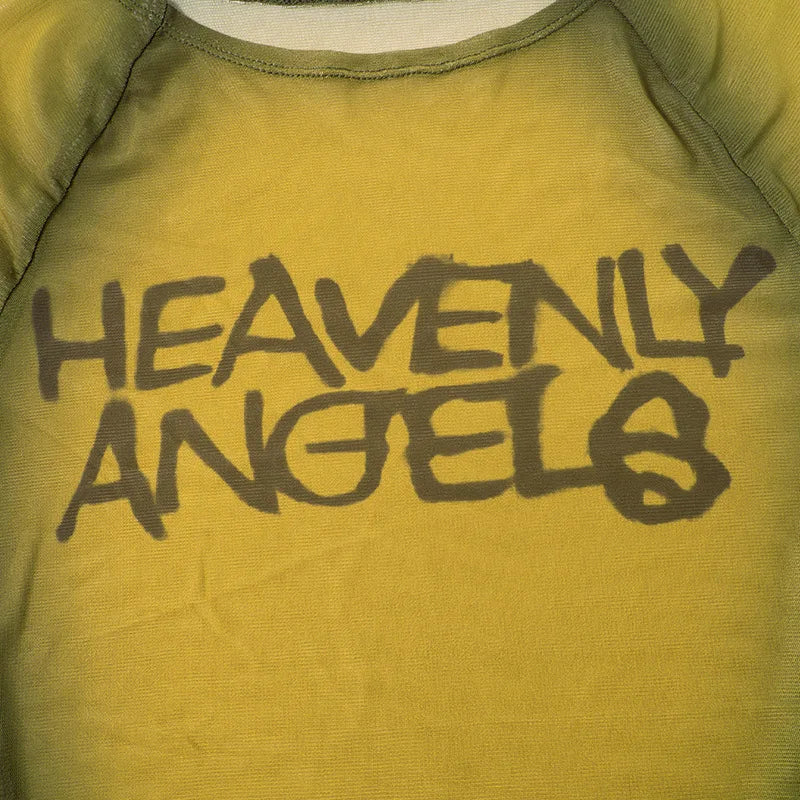 Y2K Heavenly Angels bedrucktes Crop Top