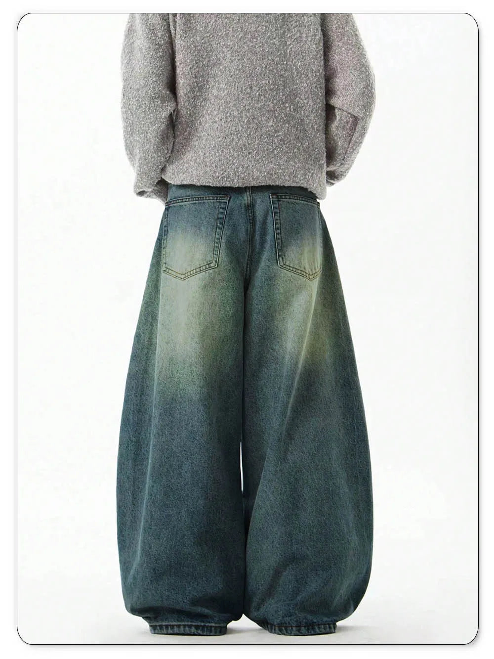 Y2K Trendy Faded Green Baggy Jeans