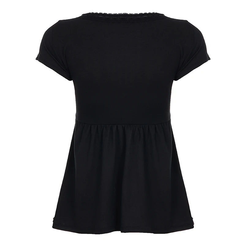 Y2K Gothic Black Mini Dress