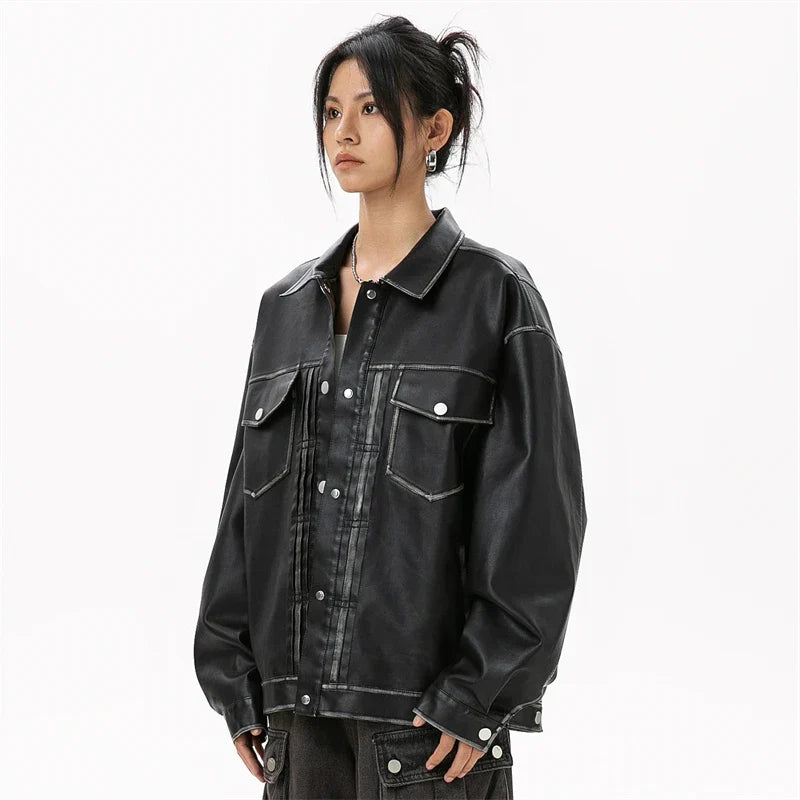 Cyberpunk Black Leather Women's Jacket