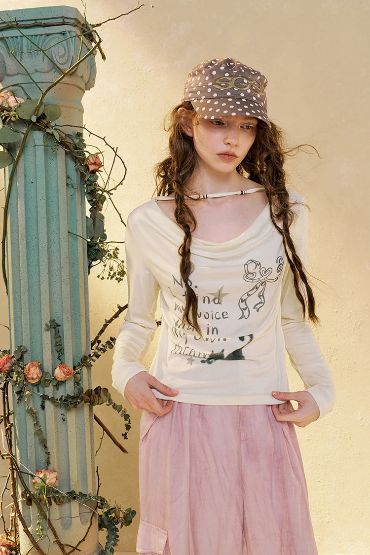 Cat Print Long Sleeve Fall T-shirt