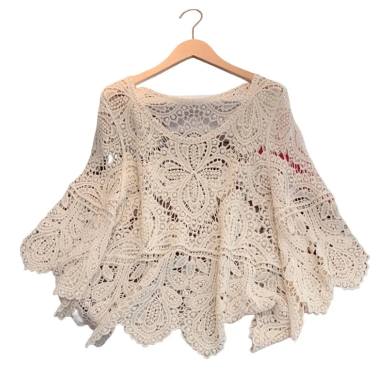 Crochet Versatile Shawl Cropped Handmade Top