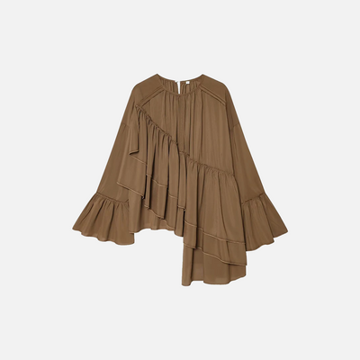 Vielseitige, locker fallende Chiffonbluse mit Schmetterlingsärmeln