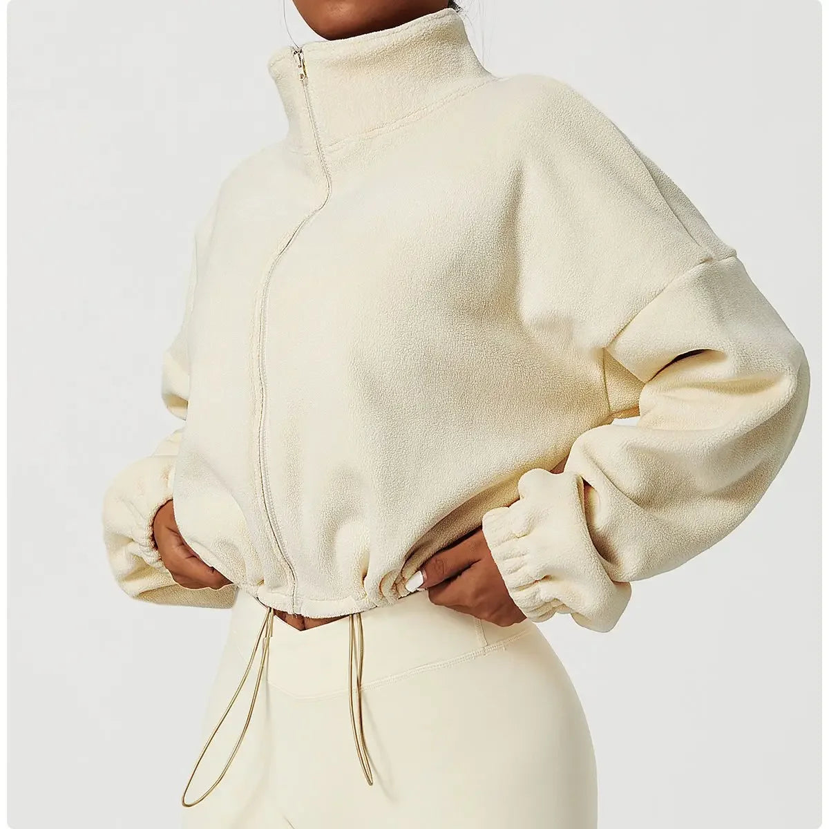 Stand Collar Crop Sweatshirt