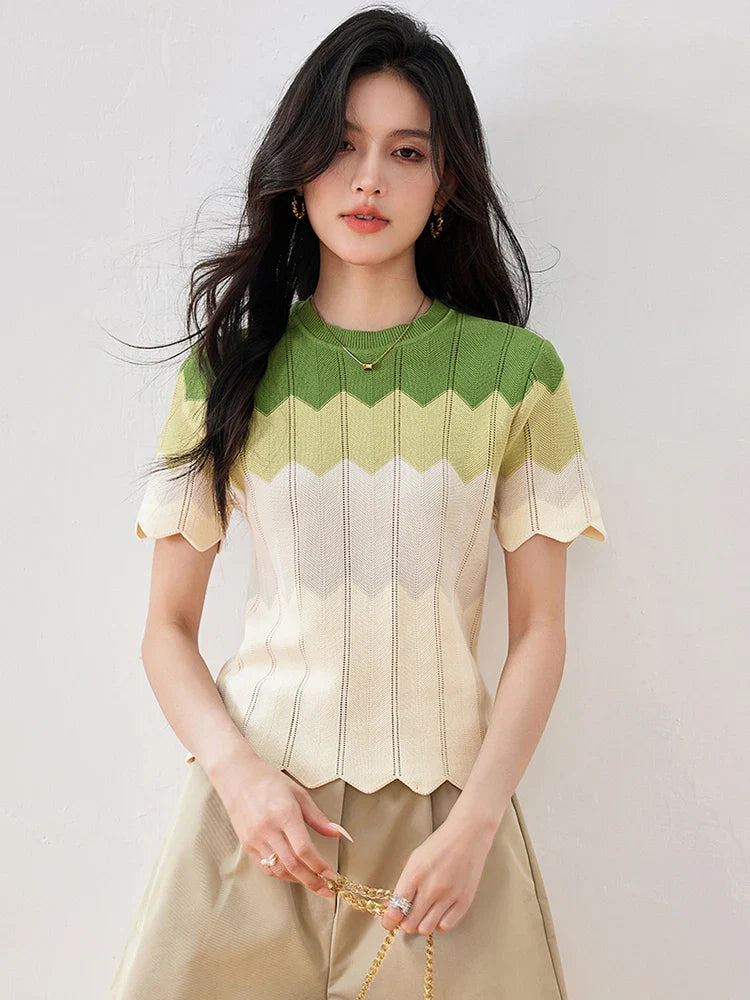 Chic Korean Knitted Short Top