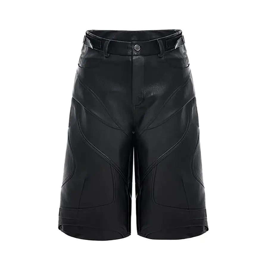 Black PU Grunge Leather Jorts