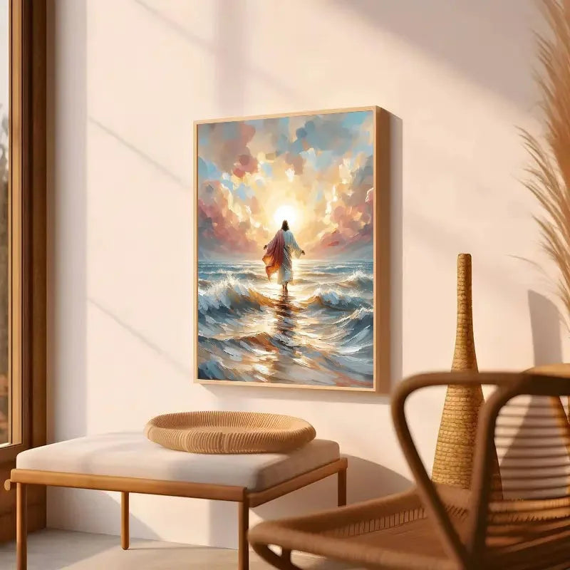 Jesus geht auf dem Wasser Poster