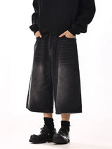Black Plus Size Wide Leg Jorts