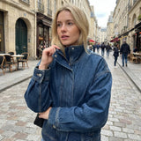 High Collar Vintage Blue Women's Denim Jacket