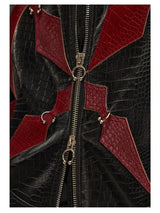 Acubi Cross Print Patchwork Leather Jacket