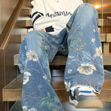 Autumn Floral Wide Leg Jeans