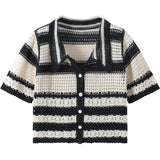Handmade Crochet Striped Knitted Vest