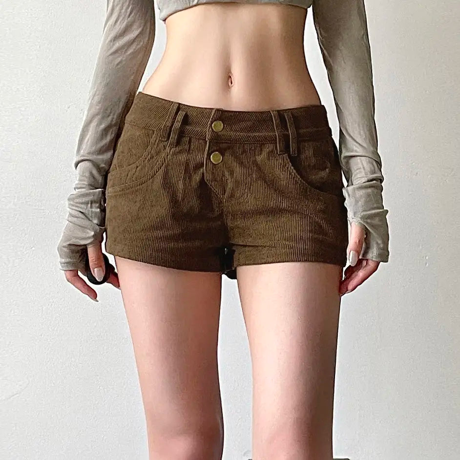 Y2K Baddie Leopard Corduroy Shorts