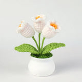 Vintage Handmade Potted Knitted Flowers