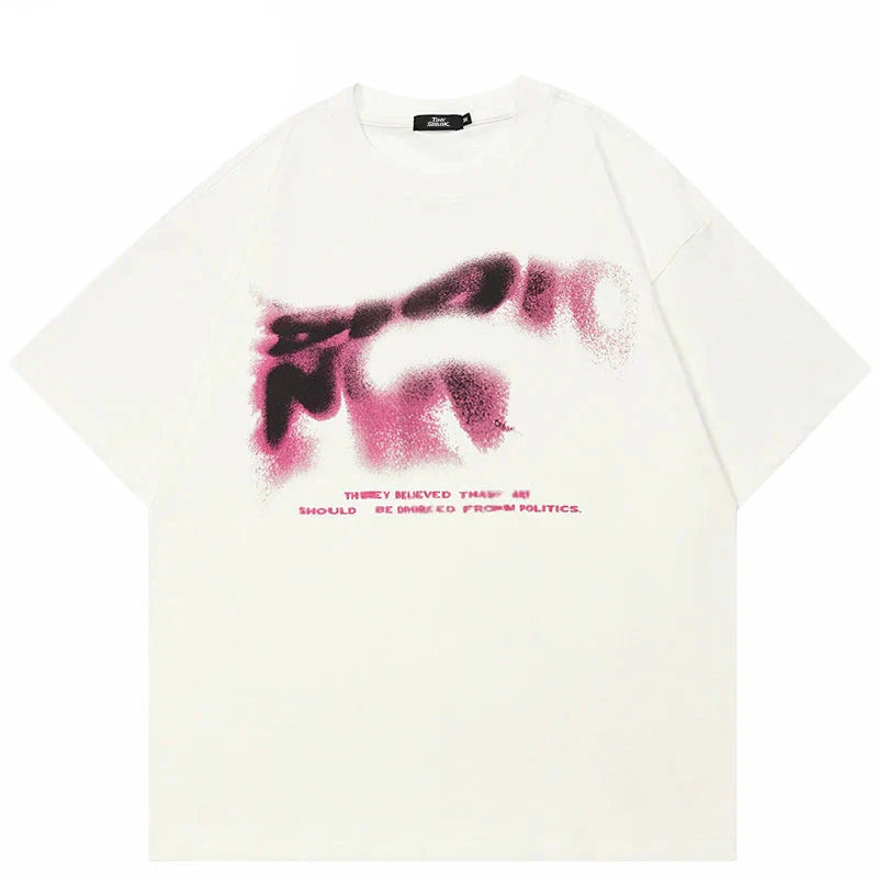 Casual Blurry Letters Graphic T-Shirt