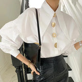 Corporate Girl Gold Buttons Women's Shirt
