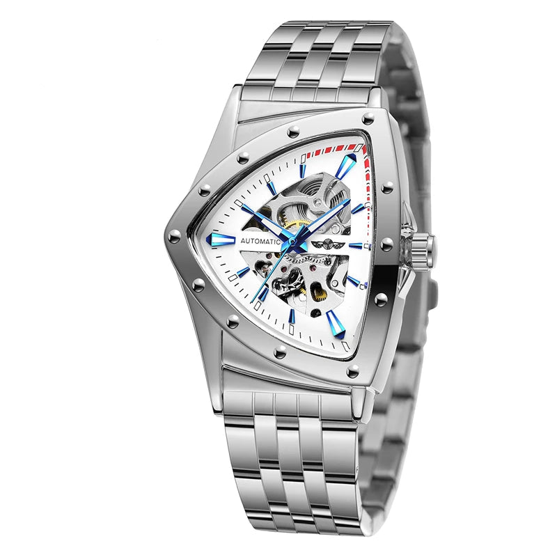 Triangle Skeleton Stainless Steel Watch