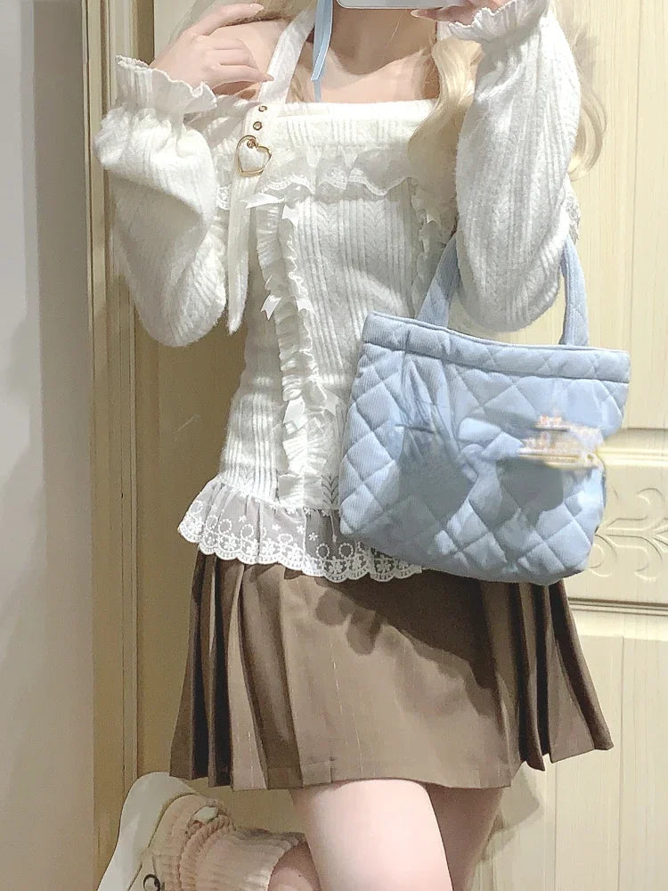 Lace Patchwork Halter Sweater