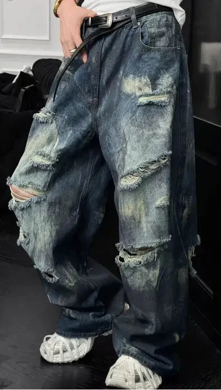 Dark Blue Ripped Distressed Jeans
