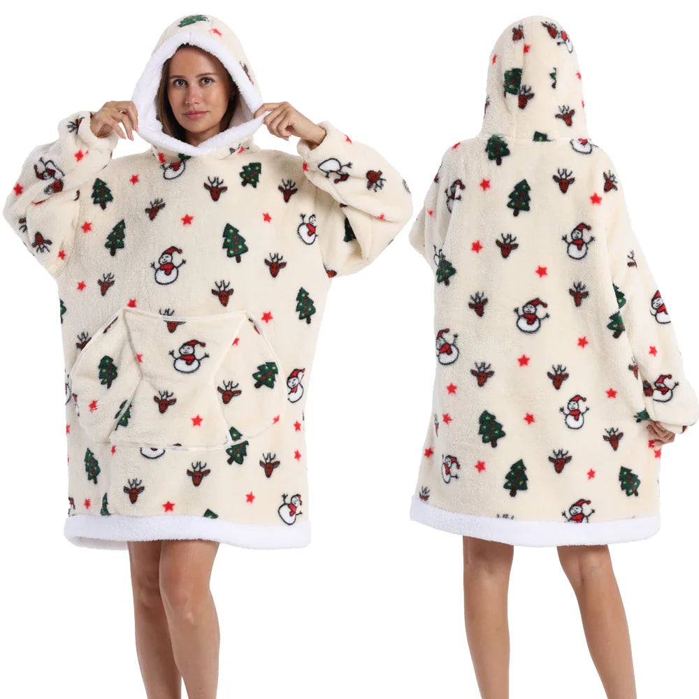 Strawberry Printed Oversized Blanket Hoodie