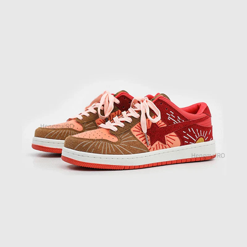 School Retro Multicolor Star Sneakers for Couples