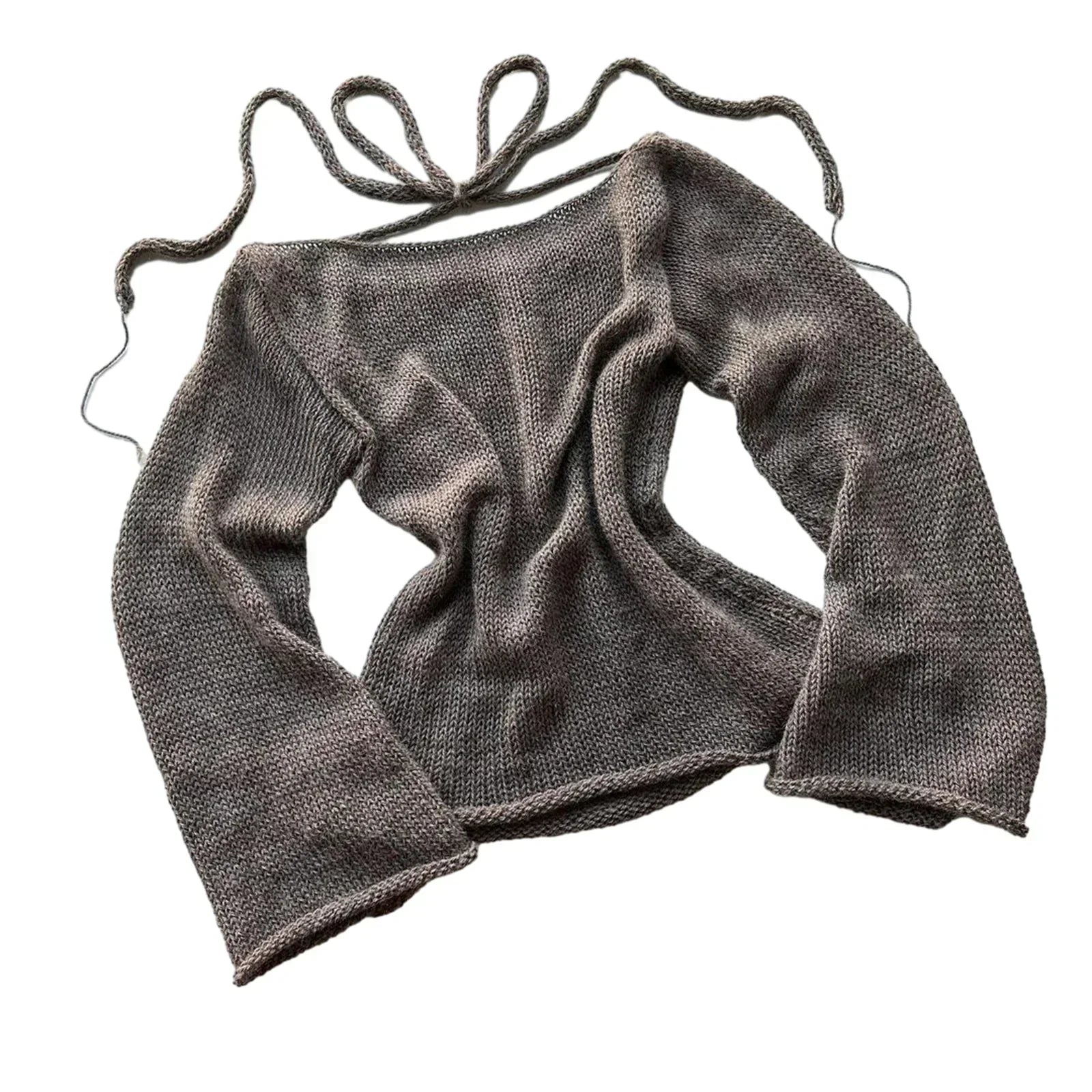 Y2K Transparenter gestrickter U-Boot-Pullover