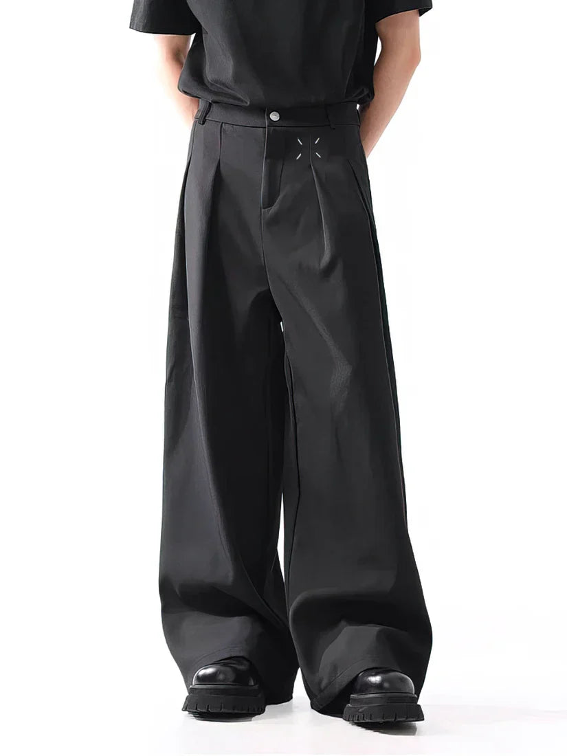 Black Classic Straight Leg High Waist Pants