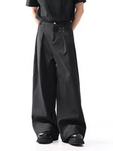 Black Classic Straight Leg High Waist Pants