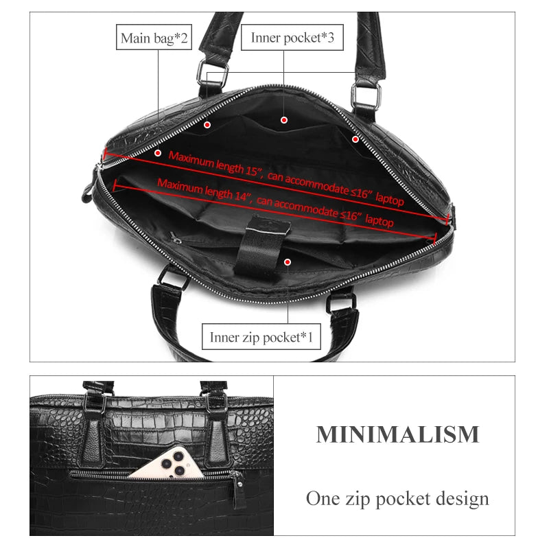 Leather Crocodile Messenger Bag