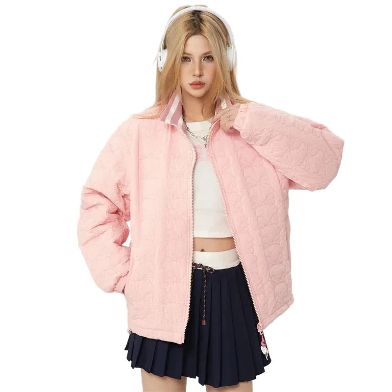 Barbie Core Pink Hearted Puffer Jacket