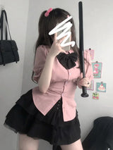 Blusas delgadas japonesas Kawaii