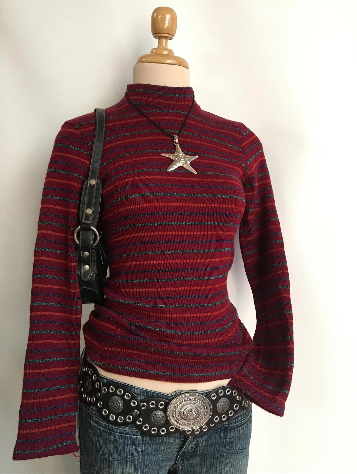 Y2K Stripped Kit High Collar Sweater