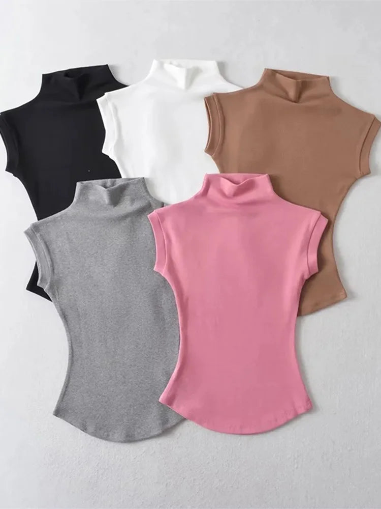 Summer Turtleneck Sleeveless T-Shirts