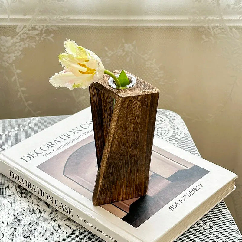 Vintage Wooden Hydroponic Vintage Vase