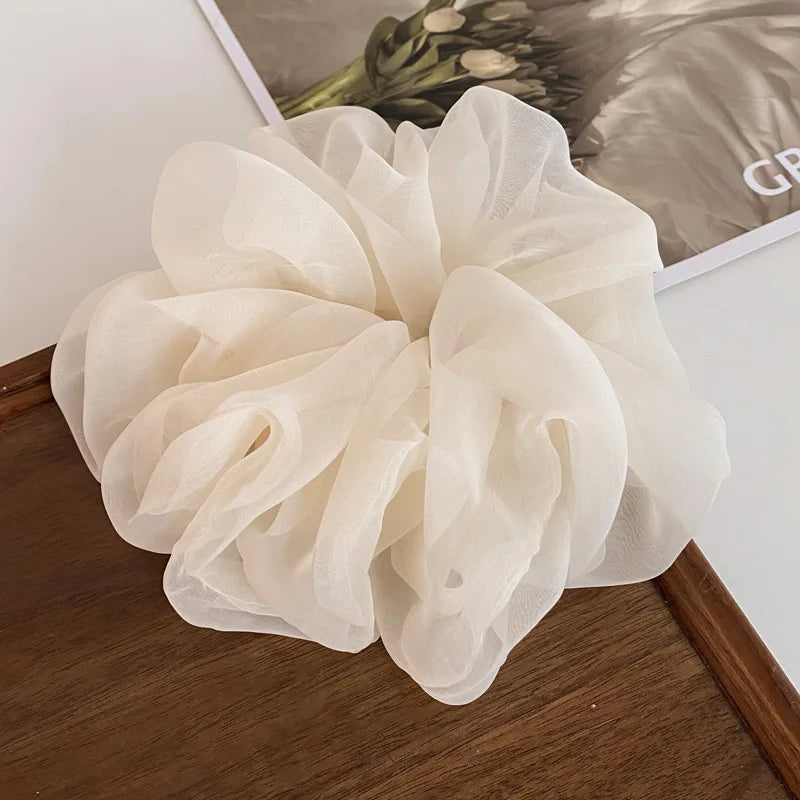 Large Chiffon Rubber Coquette Core Ponytail Holder
