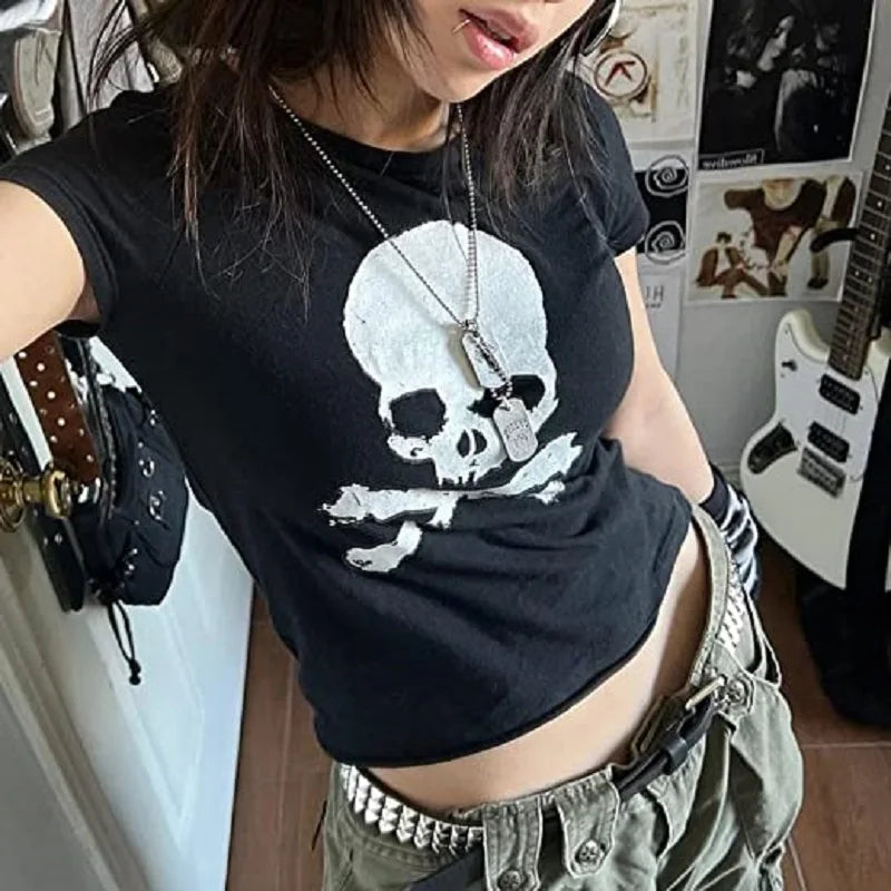 Y2K Gothic Skull Vintage Grunge Graphic T-Shirt