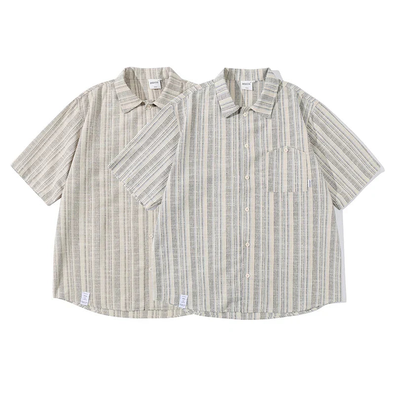 Camisa informal a rayas, suelta y estilo vintage
