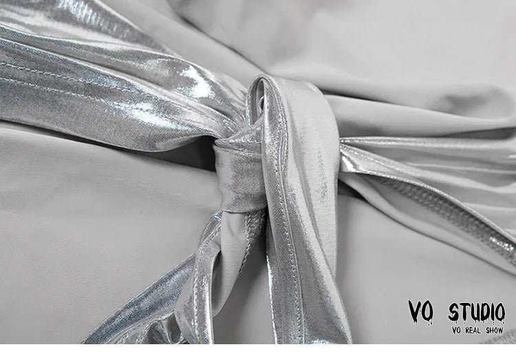 Two Piece Sets Club Party Silver Crop Top
