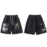 Building Letter Grapffiti Denim Cargo Short