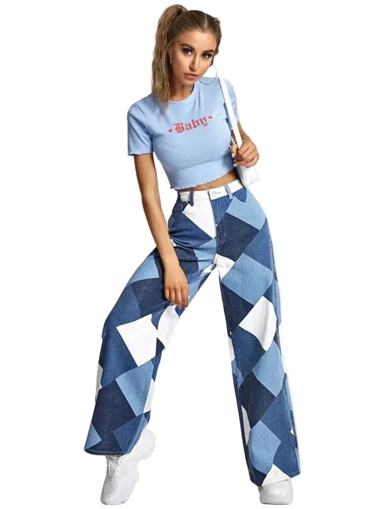 Vintage Plaid High Waist Straight Pants