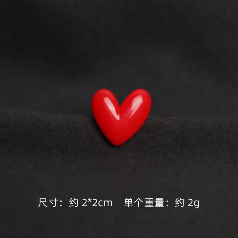 Women Cute Red Heart Brooches