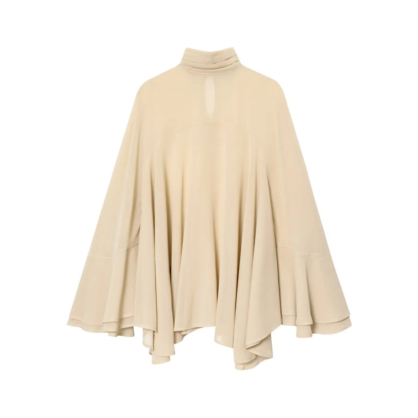 Women Loose Elegant Chiffon Beige Blouse