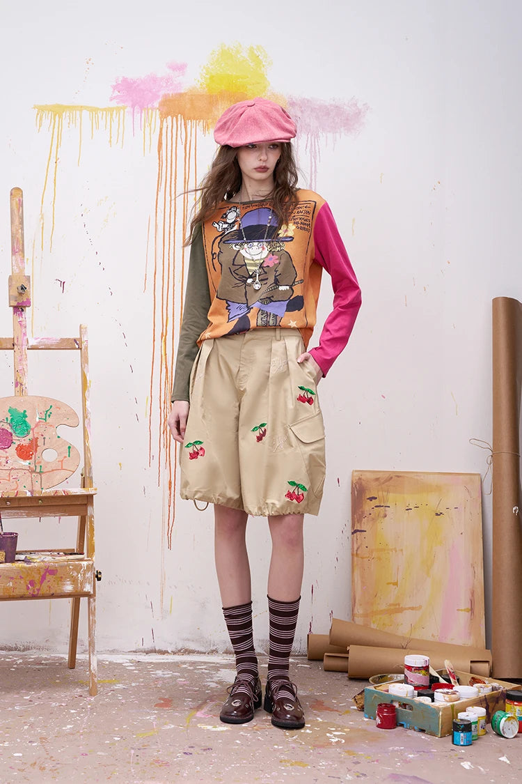 Novelty Colorful Sleeves Top