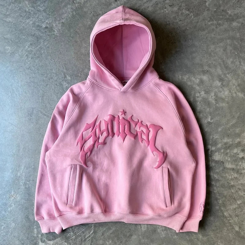 Y2K Letter Print Zip Vintage Hoodie