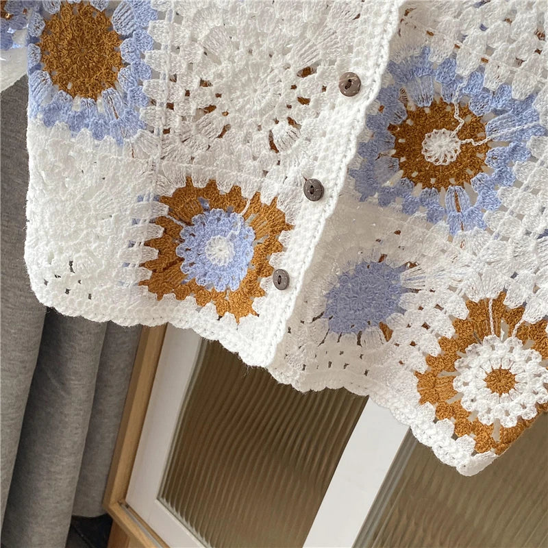Crochet Top Knitted Crop Handmade Cardigan