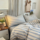 Blue Striped Cotton Bedding Set