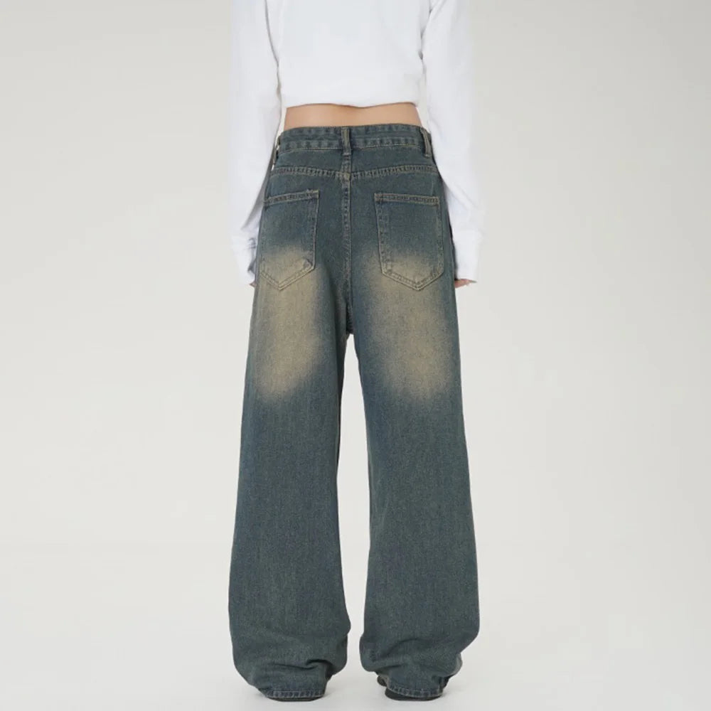 Solid Color Wide Leg Jeans