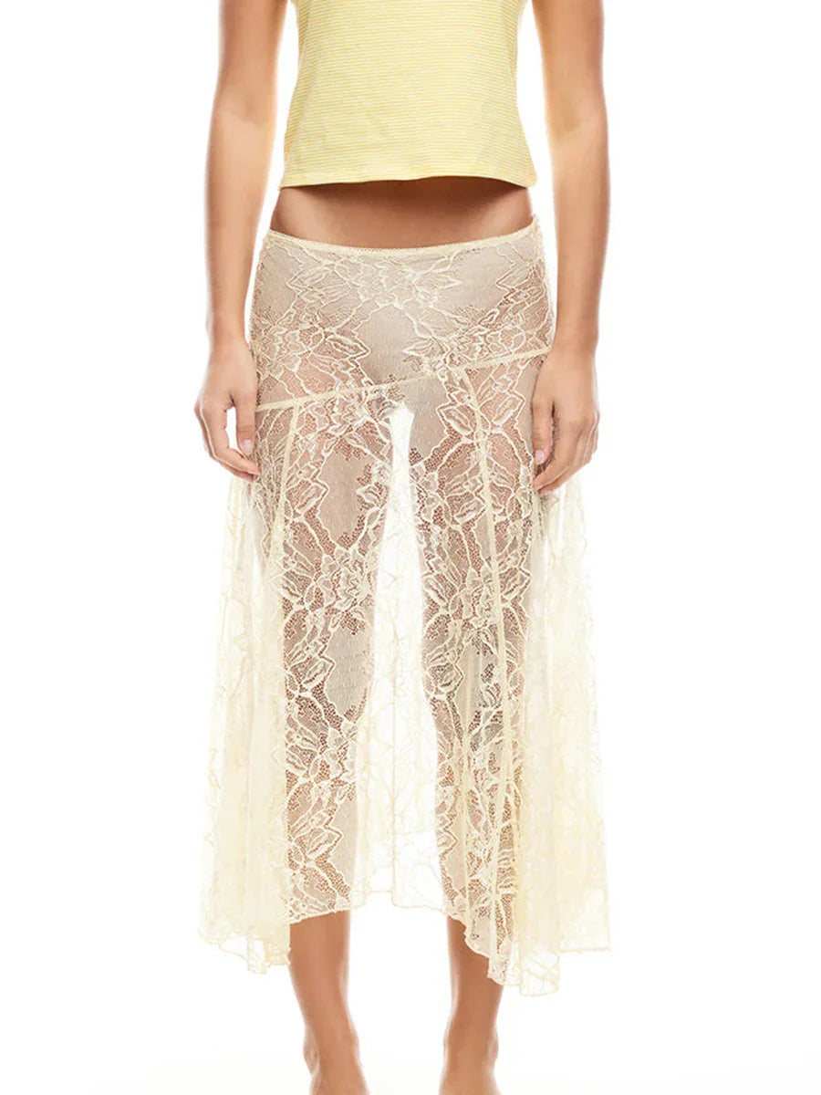Soft Girl Transparent Lace Skirt