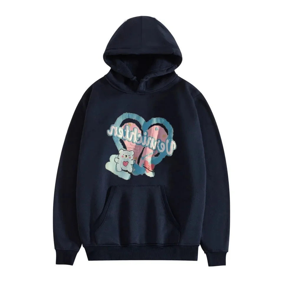 Cozy Love Printed Black Hoodie