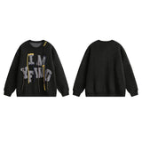 Luxury Alphabet Embroidered Knit Oversize Sweater